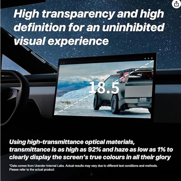 Share Cybertruck Premium Tempered Glass Screen Protector for 18.5"‎ Front & 9.4" - Picture 4 of 5